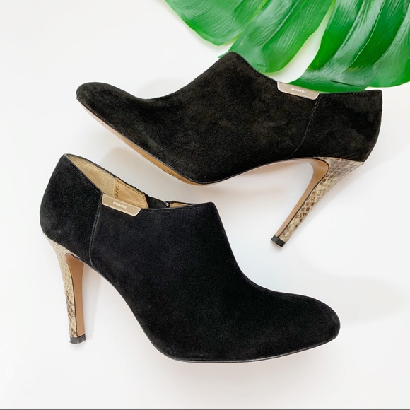 Coach Shoes - COACH Seneca Bootie Black Suede Snakeskin 5 zip